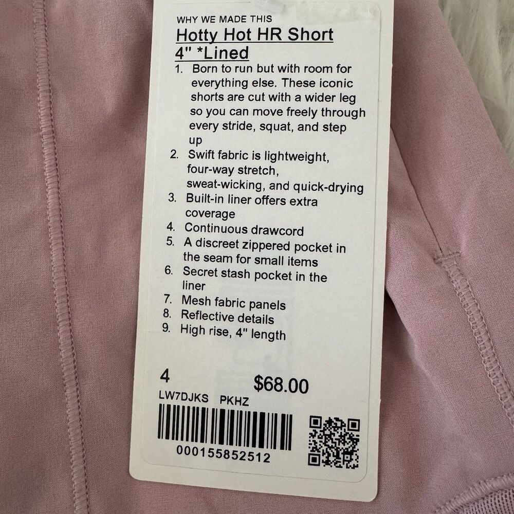 Lululemon Hotty Hot High Rise Shorts Women’s Size 4 Pink Haze 4” Lined Run NWT - Picture 4 of 12